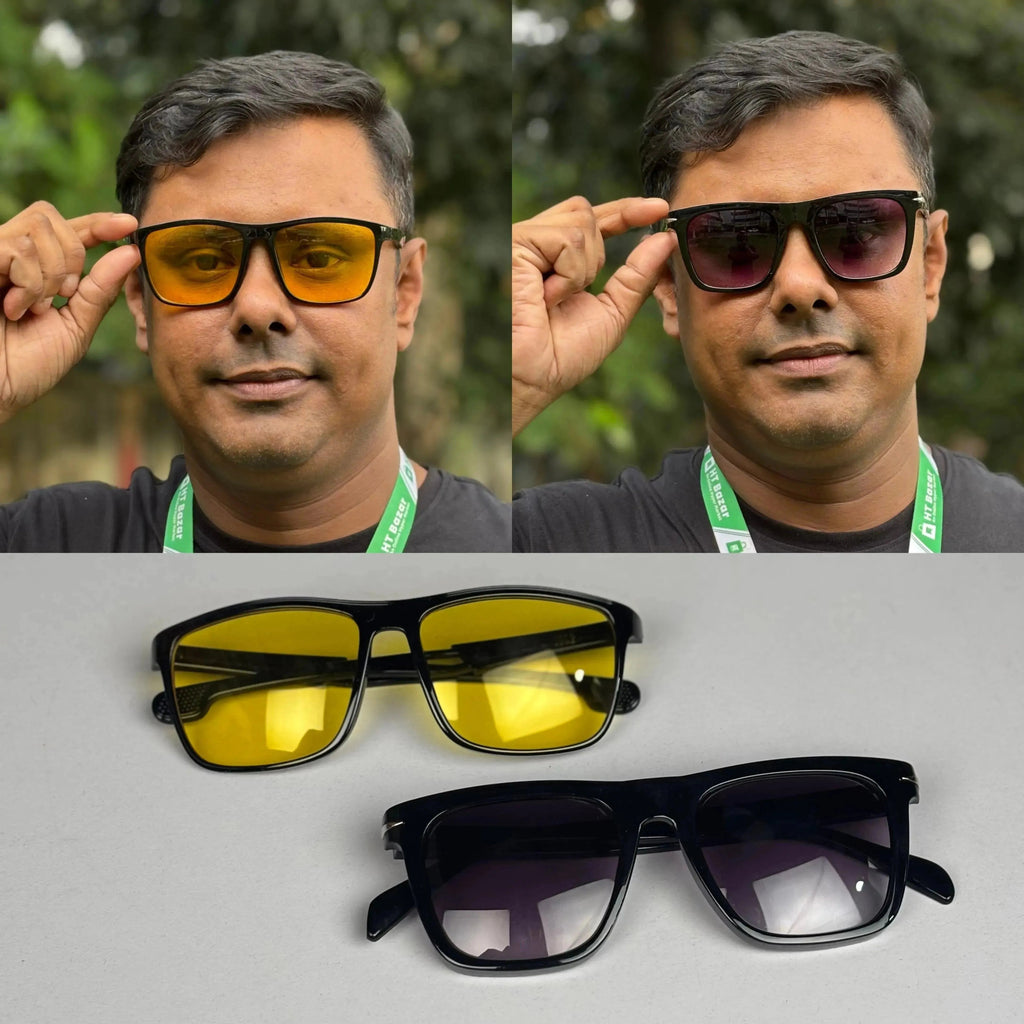 ৪৯০ টাকায় দুইটি চশমার কম্বো প্যাকেজ sunglass & night vision combo