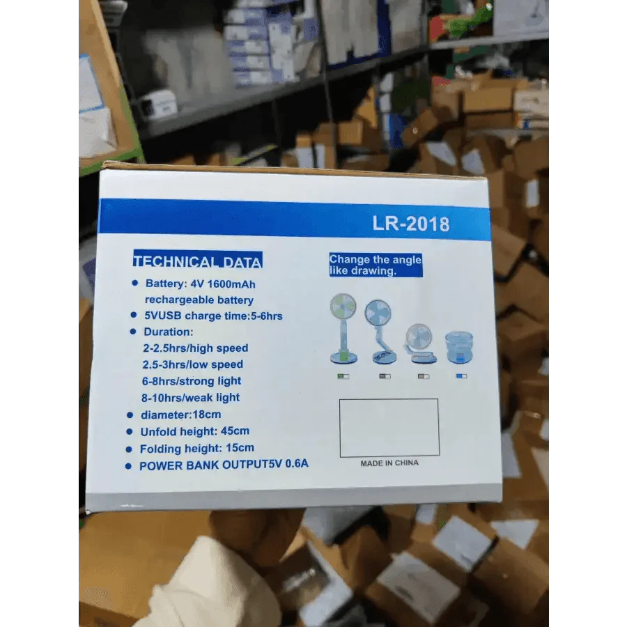 Rechargeable Multifunction Folding Fan With LED Light - LR Fan